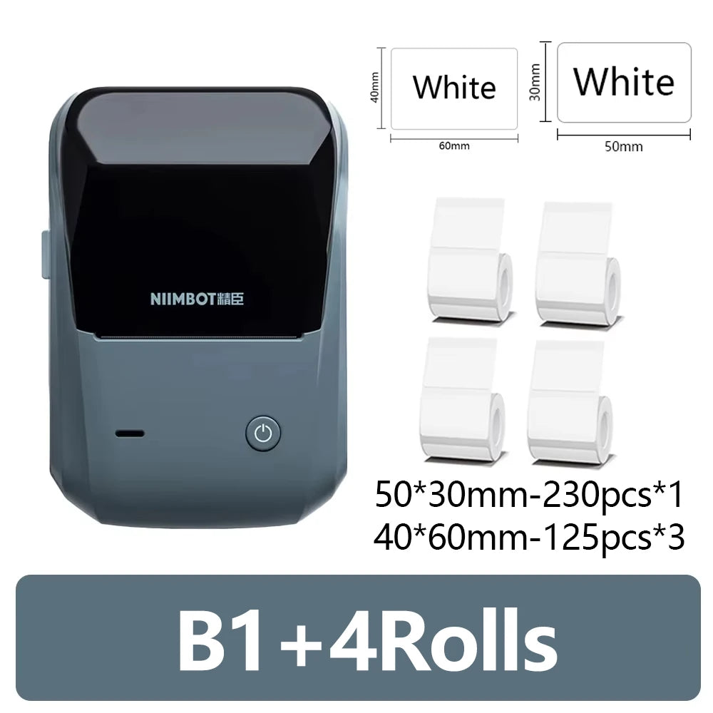 Niimbot B1 Mini Portable Thermal Printer Adhesive Label Printer Sticker Labels Labeler Bluetooth Labeling Machine Without Ink