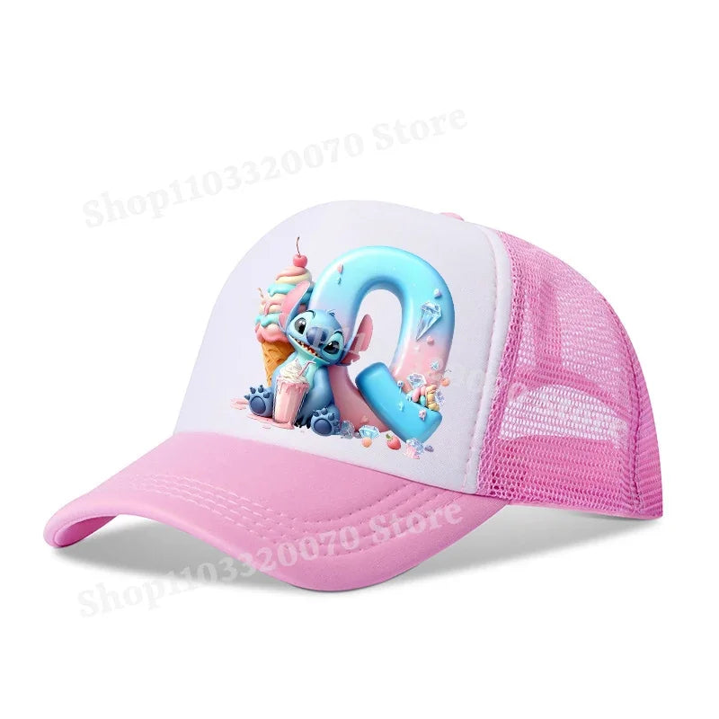 Disney Lilo Stitch Baseball Hat Kawaii Anime Figures A-Z Letter Pattern Sunshade Cap Hip-hop Outdoor Hats Parent-child Caps Gift