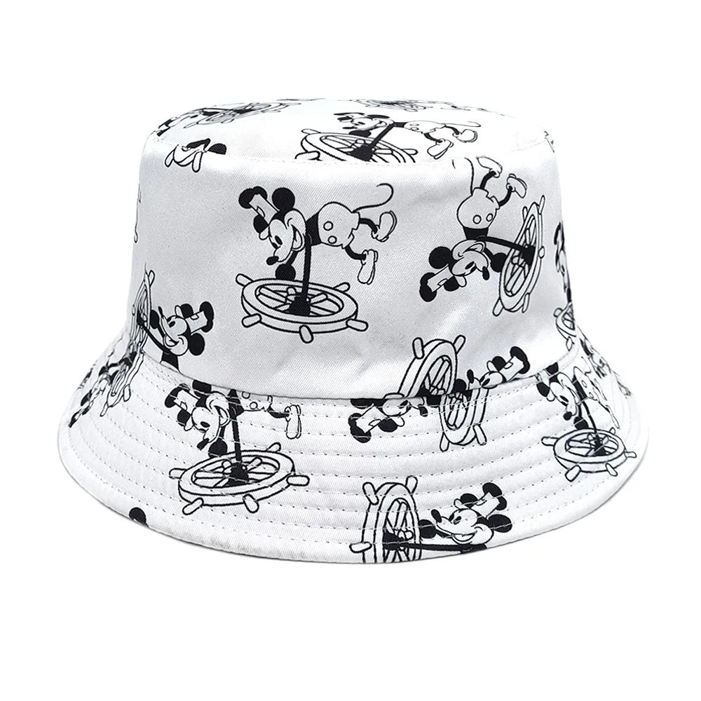 Disney Mickey Mouse Bucket Hat Anime Summer Autumn Outdoor Sun Hat Casual Fashion Fisherman Hat Men Women Unisex Hiking Cap