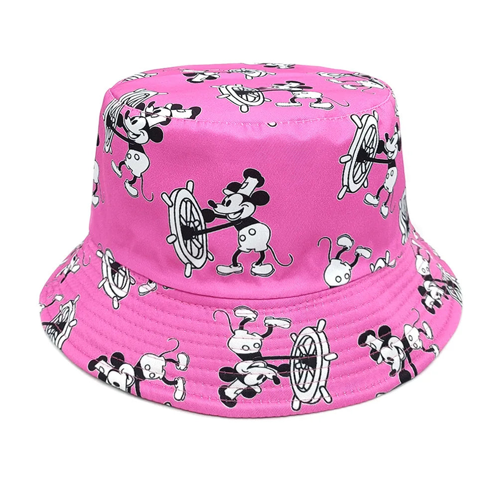 Disney Mickey Mouse Bucket Hat Anime Summer Autumn Outdoor Sun Hat Casual Fashion Fisherman Hat Men Women Unisex Hiking Cap