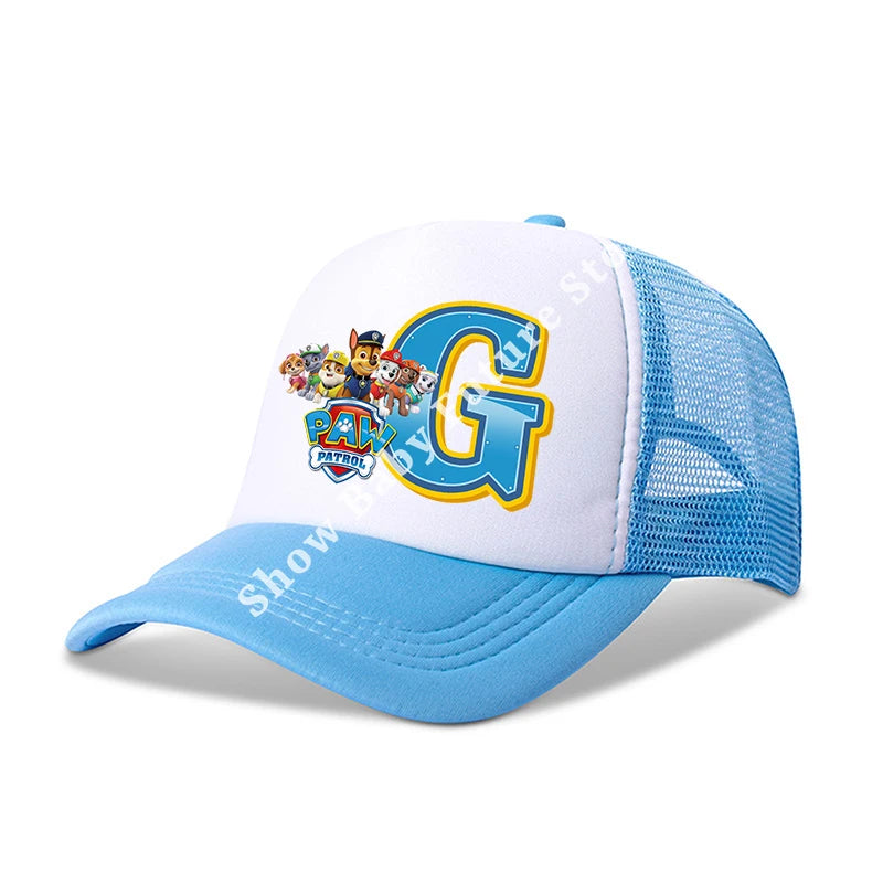 Paws Patrols Boys Girls Cute Letter Baseball Caps Children Cartoon Anime Breathable Mesh Hat Child Sunbonnet Kids Birthday Gifts