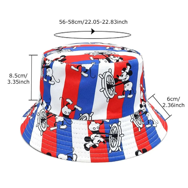 Disney Mickey Mouse Bucket Hat Anime Summer Autumn Outdoor Sun Hat Casual Fashion Fisherman Hat Men Women Unisex Hiking Cap
