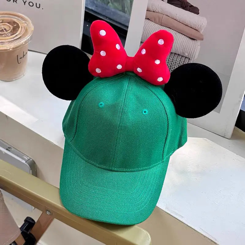 Disney series Minnie girls' new soft, comfortable, fashionable, creative and versatile, cute cartoon big bow duck tongue hat