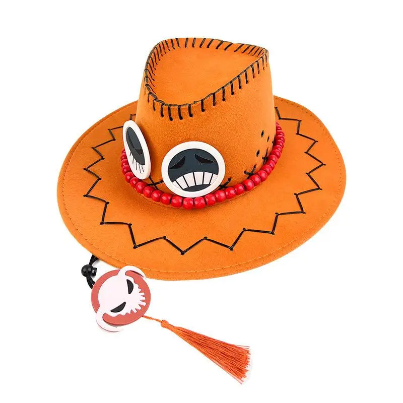 One Piece Anime Portgas D Ace Hats Cosplay Cowboy Cap for Kids Adult Unisex Cap Halloween Hat Gift Performance Accessories