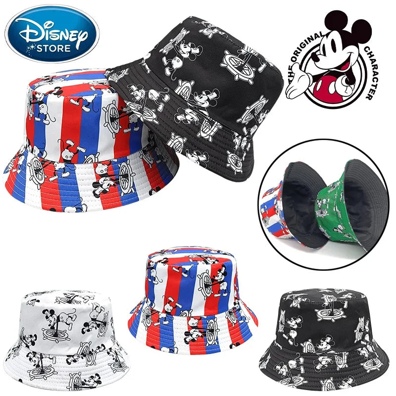 Disney Mickey Mouse Bucket Hat Anime Summer Autumn Outdoor Sun Hat Casual Fashion Fisherman Hat Men Women Unisex Hiking Cap