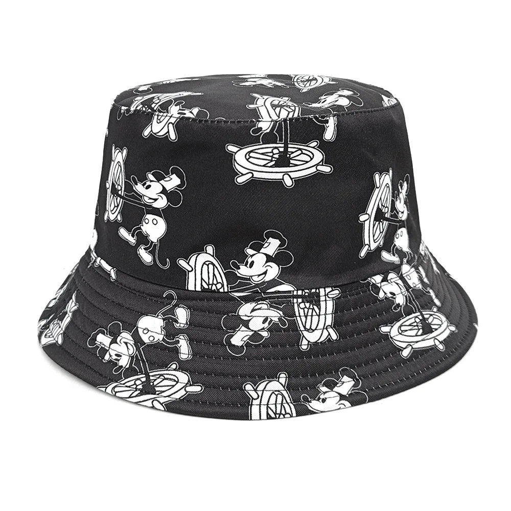Disney Mickey Mouse Bucket Hat Anime Summer Autumn Outdoor Sun Hat Casual Fashion Fisherman Hat Men Women Unisex Hiking Cap