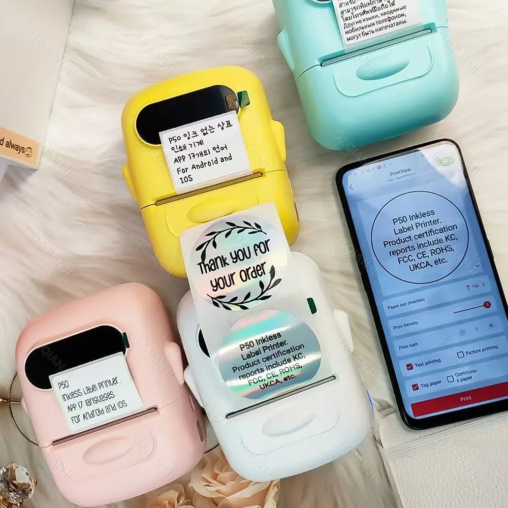 Marklife P50 Thermal Mini Wireless Label Sticker Printer Suitable For Small Business Home Office Portable Machine For Smartphone