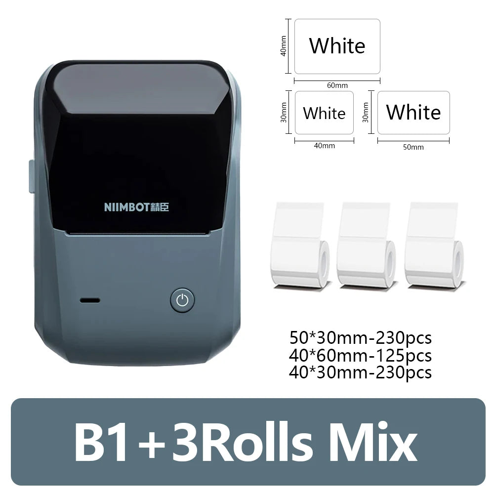 Niimbot B1 Mini Portable Thermal Printer Adhesive Label Printer Sticker Labels Labeler Bluetooth Labeling Machine Without Ink