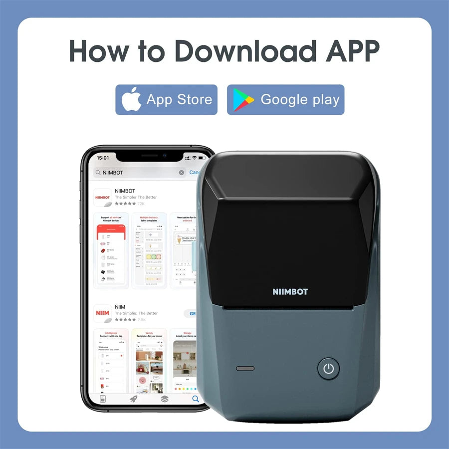 Niimbot B1 Mini Portable Thermal Printer Adhesive Label Printer Sticker Labels Labeler Bluetooth Labeling Machine Without Ink