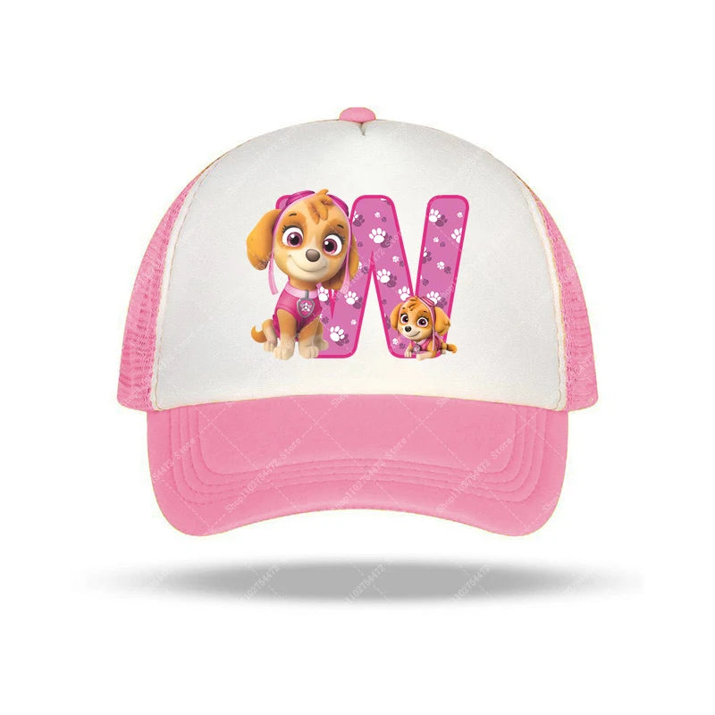 PAW Patrols Girl Cute Baseball Cap Skye A-Z English Letter Print Hat Summer Children Casual Accessories Kids Birthday Gifts 2025
