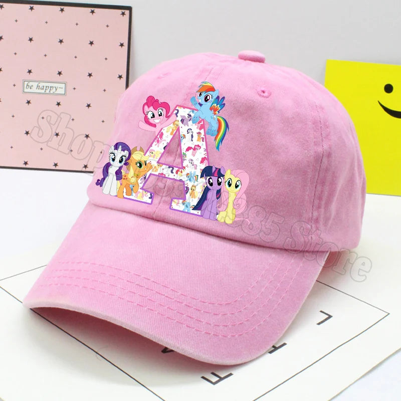 My Little Ponys Baseball Cap Women Anime Unicorn Letter A-Z Sun Hat New Outdoor Sport Travel Sunbonnet Adult Retro Headgear Gift