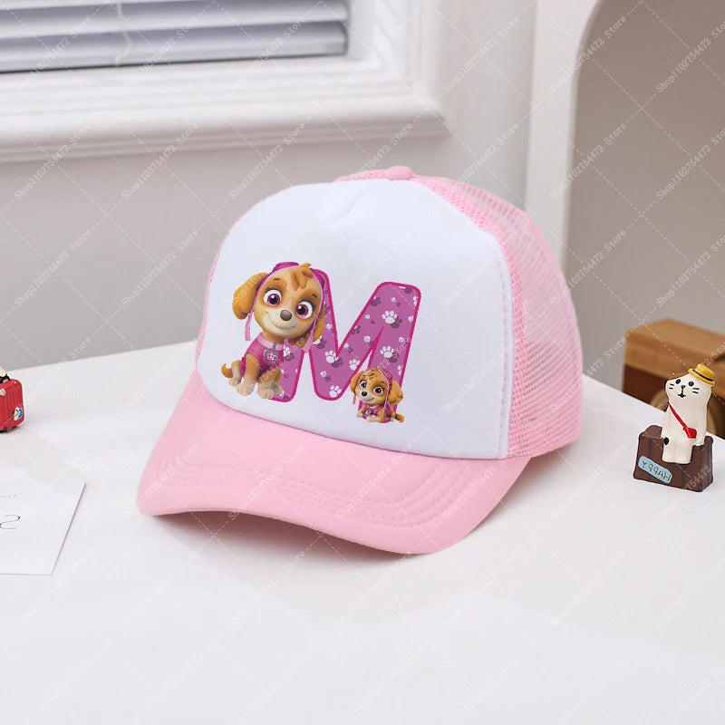 PAW Patrols Girl Cute Baseball Cap Skye A-Z English Letter Print Hat Summer Children Casual Accessories Kids Birthday Gifts 2025
