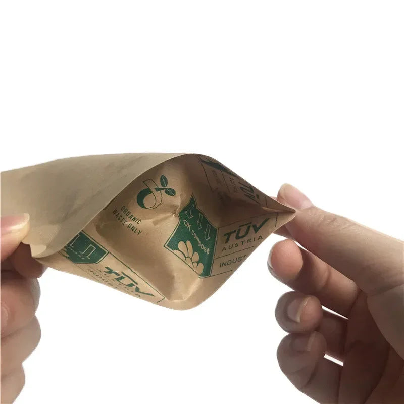 50pcs Compostable Stand Up Pouch 28g Coffee Spice Food Storage Bags Whey Protein Powder Customizable Printing Zipper Pouch