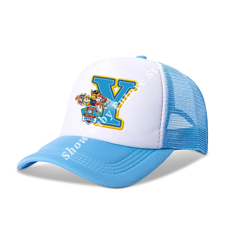 Paws Patrols Boys Girls Cute Letter Baseball Caps Children Cartoon Anime Breathable Mesh Hat Child Sunbonnet Kids Birthday Gifts