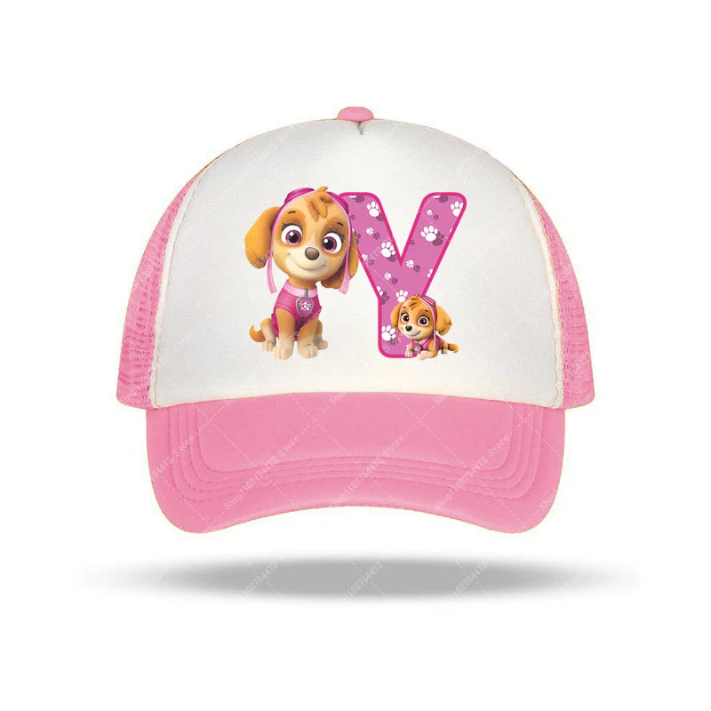 PAW Patrols Girl Cute Baseball Cap Skye A-Z English Letter Print Hat Summer Children Casual Accessories Kids Birthday Gifts 2025