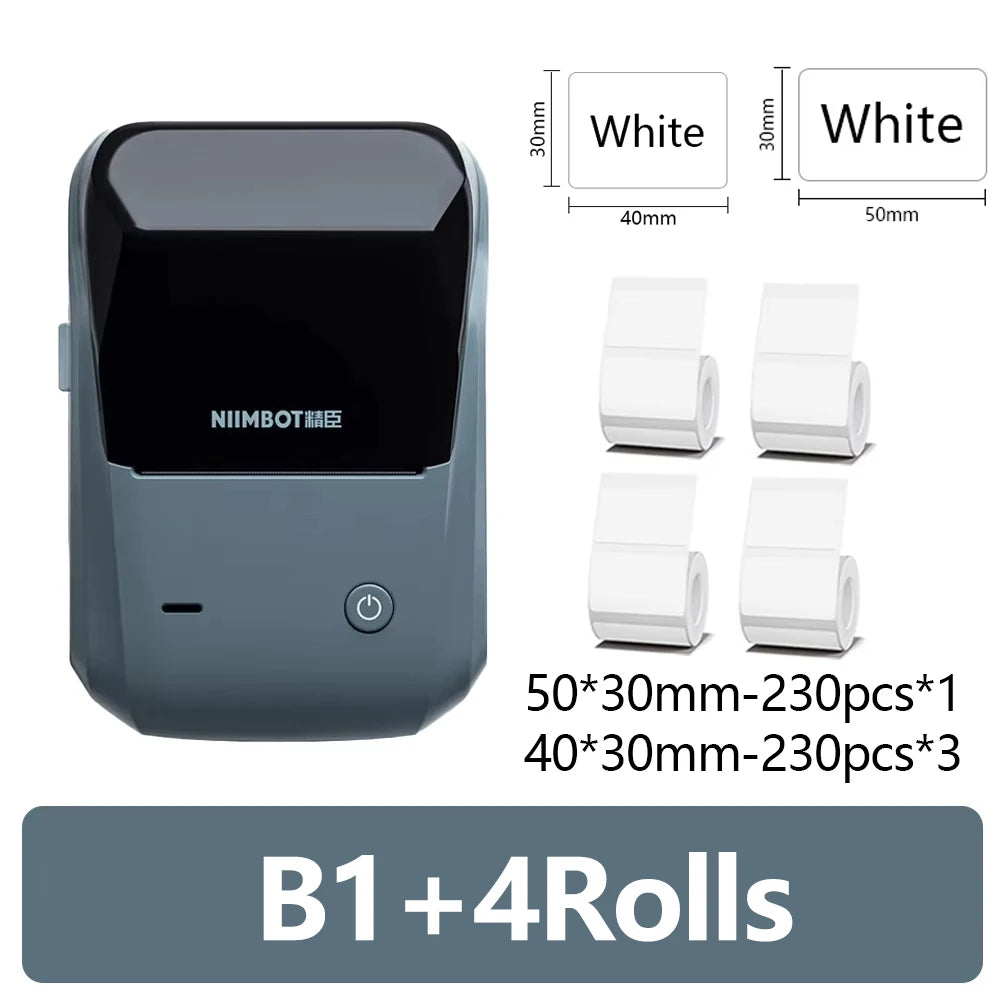 Niimbot B1 Mini Portable Thermal Printer Adhesive Label Printer Sticker Labels Labeler Bluetooth Labeling Machine Without Ink