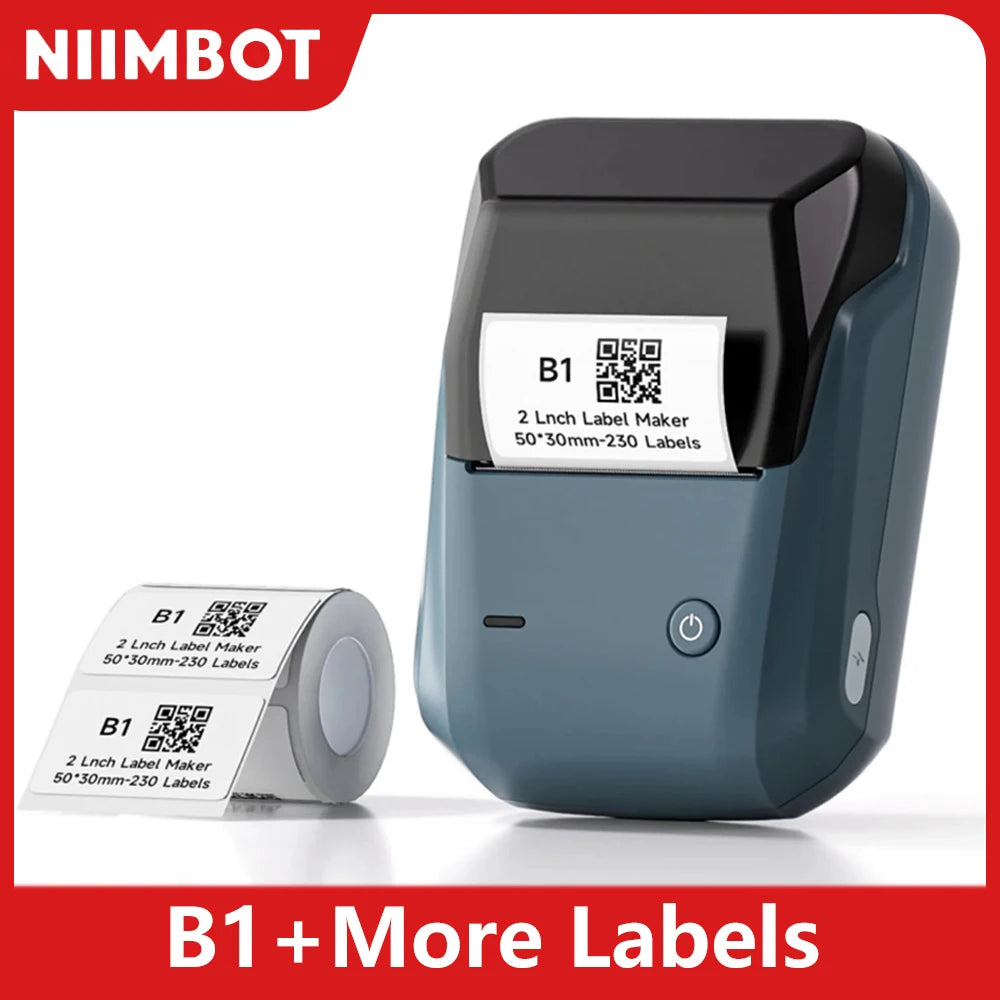 Niimbot B1 Mini Portable Thermal Printer Adhesive Label Printer Sticker Labels Labeler Bluetooth Labeling Machine Without Ink