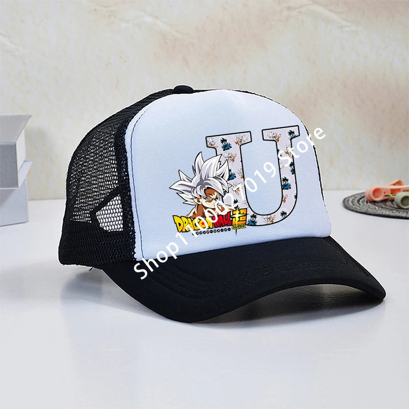Dragon Ball Goku Boys Child Baseball Caps Letters Printed Children Breathable Mesh Hat Cute Cartoon Anime Sunbonnet Kids Gifts