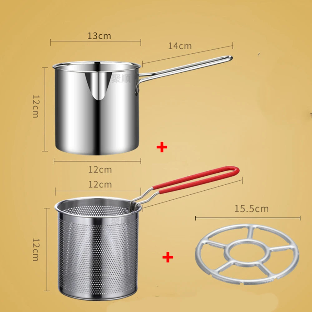 Stainless steel Fryer Deep Frying pan With Filter Home Induction Gas Stove Kitchen Cookware oil pot for Fried Chicken and French