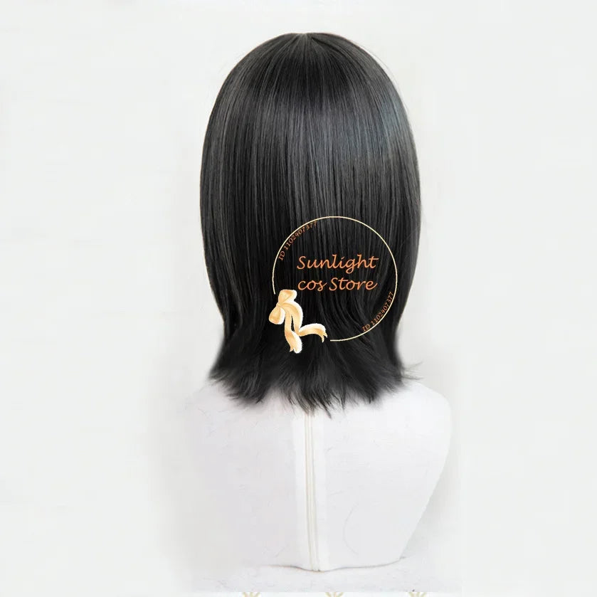 Synthetic Fyodor Dostoevsky Cosplay Wig Short Scalp Black Fyodor D Dostoevsky Anime Wig With Hat Heat Resistant Wigs + Wig Cap