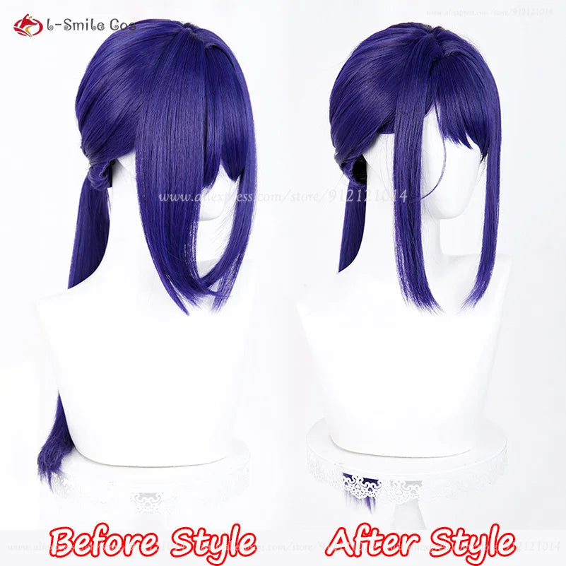 Hat Mita Cosplay Wig Blue Long Ponytail Wigs Heat Resistant Synthetic Hair Mita Anime Costumes Wigs For Women + Wig Cap