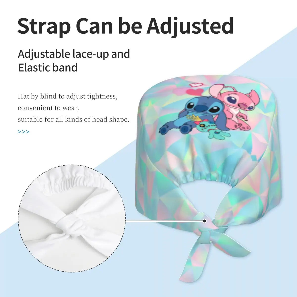 Custom Stitch Angel Breathable Scrub Hat Surgical Scrub Caps Unisex Nursing Hair Hats Anime Work Scrubs Hat for Medical Surgical