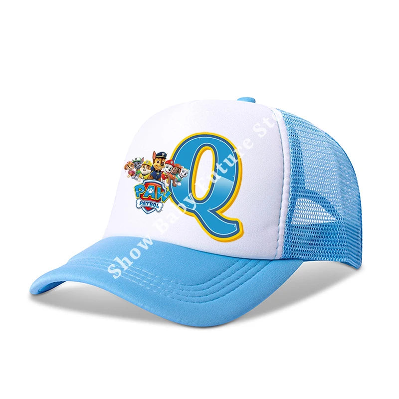 Paws Patrols Boys Girls Cute Letter Baseball Caps Children Cartoon Anime Breathable Mesh Hat Child Sunbonnet Kids Birthday Gifts