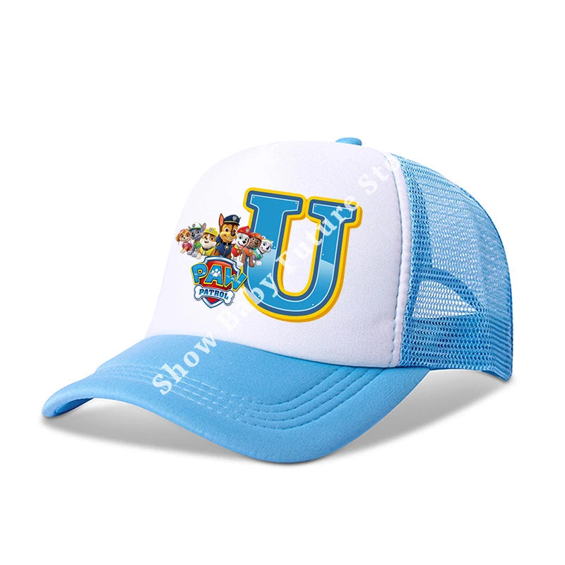 Paws Patrols Boys Girls Cute Letter Baseball Caps Children Cartoon Anime Breathable Mesh Hat Child Sunbonnet Kids Birthday Gifts