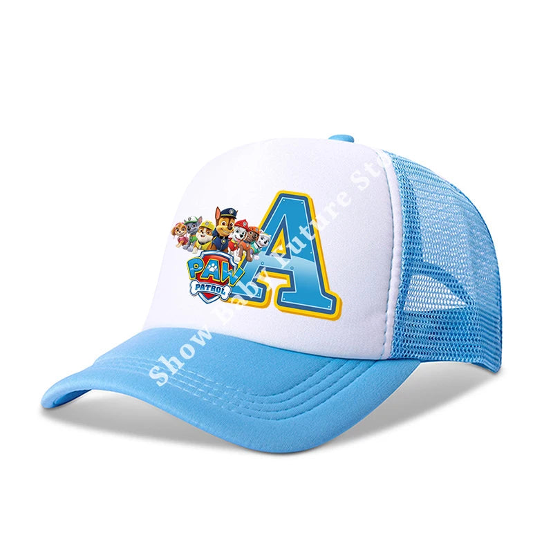 Paws Patrols Boys Girls Cute Letter Baseball Caps Children Cartoon Anime Breathable Mesh Hat Child Sunbonnet Kids Birthday Gifts