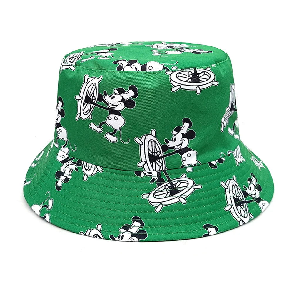 Disney Mickey Mouse Bucket Hat Anime Summer Autumn Outdoor Sun Hat Casual Fashion Fisherman Hat Men Women Unisex Hiking Cap