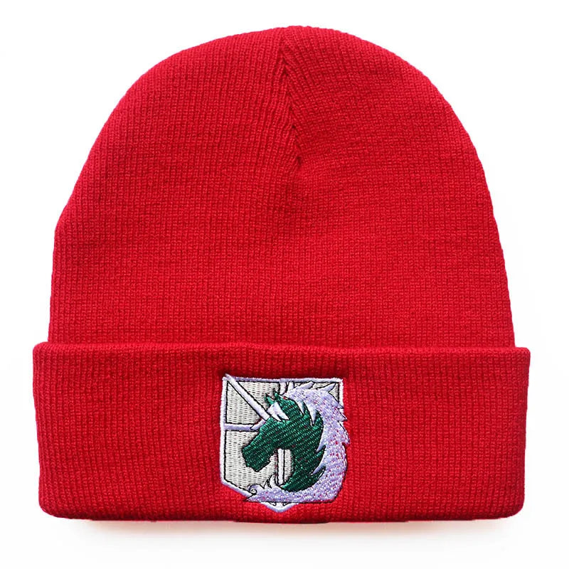 NEW Anime Attack on Titan Fashion Embroidery Knitted Hat New Men Women Hip Hop Hat Winter Hat Fashion Unisex Cap Streetwear gift