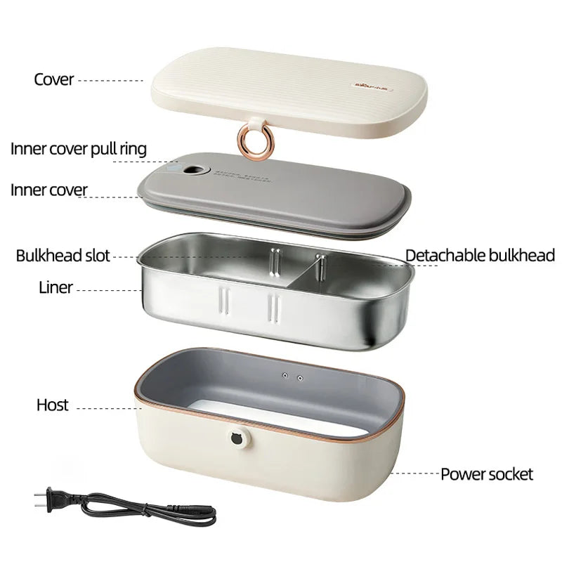 900ml Electric Lunch Box Mini Rice Cooker Water Free Heating Bento Box Constant Temperature Heating Food Warmer Container 220V