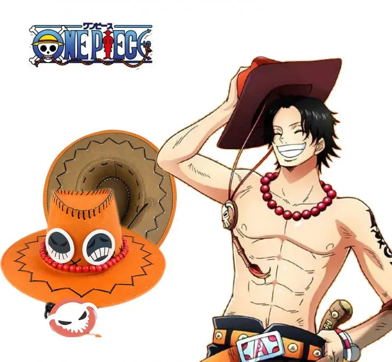 One Piece Anime Portgas D Ace Hats Cosplay Cowboy Cap for Kids Adult Unisex Cap Halloween Hat Gift Performance Accessories