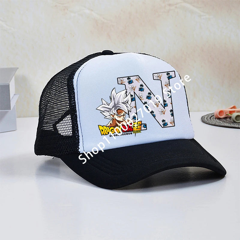 Dragon Ball Goku Boys Child Baseball Caps Letters Printed Children Breathable Mesh Hat Cute Cartoon Anime Sunbonnet Kids Gifts