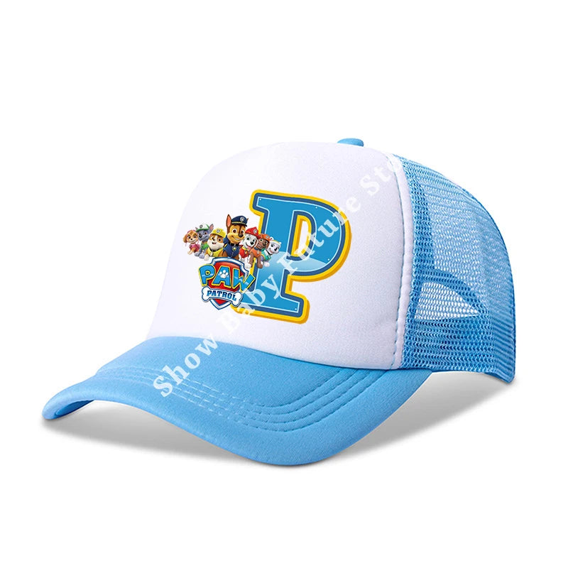 Paws Patrols Boys Girls Cute Letter Baseball Caps Children Cartoon Anime Breathable Mesh Hat Child Sunbonnet Kids Birthday Gifts