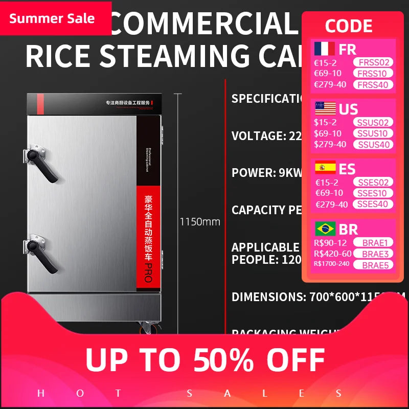 Steam Rice Cabinet Commercial Gas Electric Warmer Cooker Box Fully Automatic Hot Sale Professional Hotels High Quality Machine