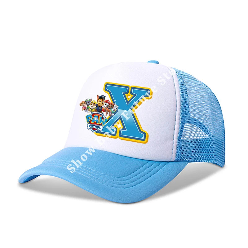 Paws Patrols Boys Girls Cute Letter Baseball Caps Children Cartoon Anime Breathable Mesh Hat Child Sunbonnet Kids Birthday Gifts