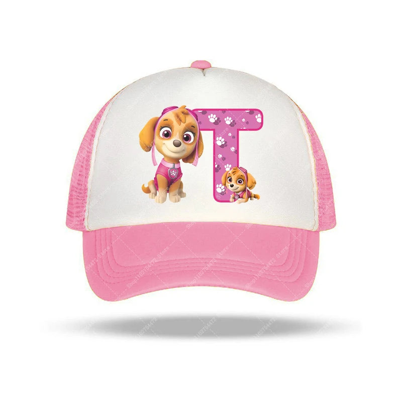 PAW Patrols Girl Cute Baseball Cap Skye A-Z English Letter Print Hat Summer Children Casual Accessories Kids Birthday Gifts 2025