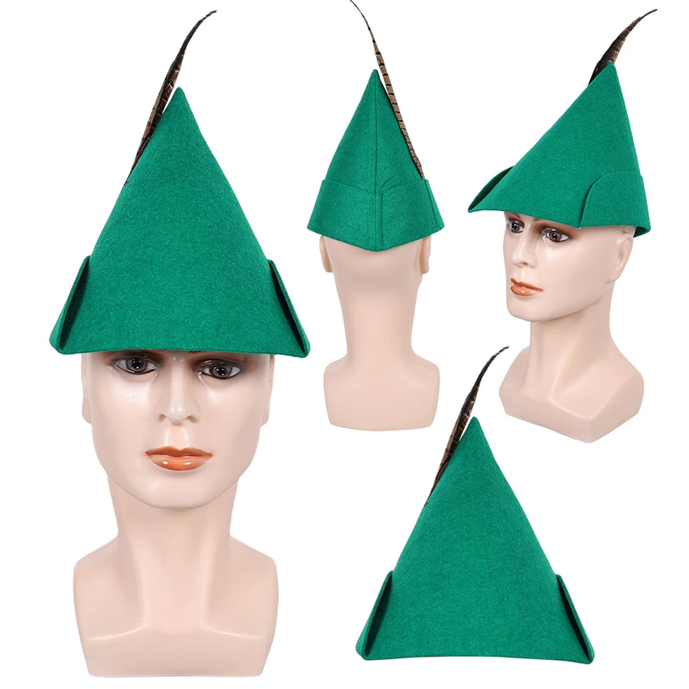 Cartoon Peter Cosplay Pan Cosplay Green Elf Green Hat Party Costume Cap Props Supplies Outfit Accessories For Adult Women Men