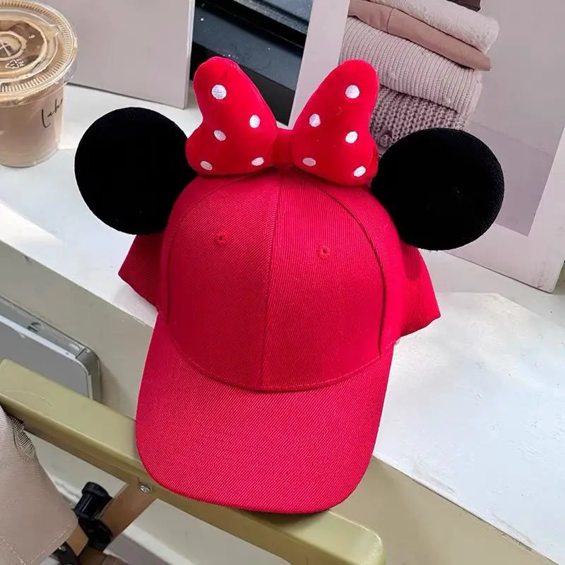 Disney series Minnie girls' new soft, comfortable, fashionable, creative and versatile, cute cartoon big bow duck tongue hat