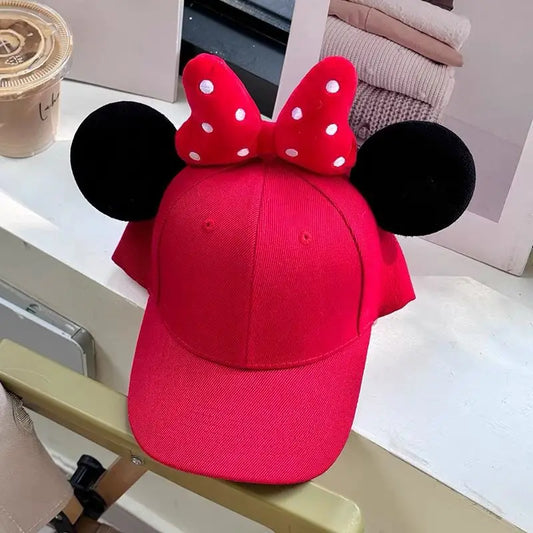 Disney series Minnie girls' new soft, comfortable, fashionable, creative and versatile, cute cartoon big bow duck tongue hat