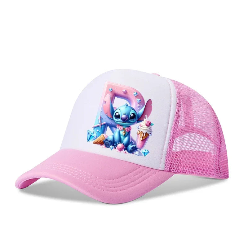 Disney Lilo Stitch Baseball Hat Kawaii Anime Figures A-Z Letter Pattern Sunshade Cap Hip-hop Outdoor Hats Parent-child Caps Gift