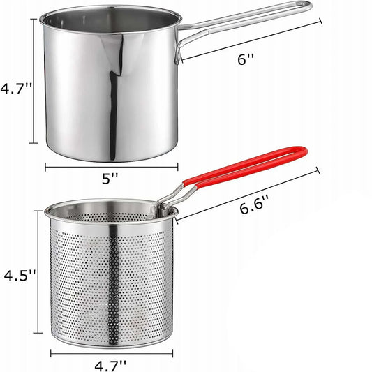 1 Set Kitchen Deep Frying Pot Stainless Steel Kitchen Fryer with Strainer Tempura Fryer Pan Chicken Fried Chicken Cooking Tools