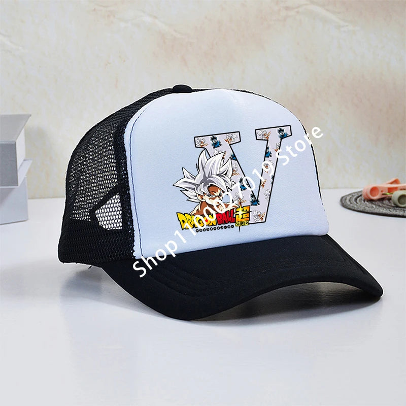 Dragon Ball Goku Boys Child Baseball Caps Letters Printed Children Breathable Mesh Hat Cute Cartoon Anime Sunbonnet Kids Gifts