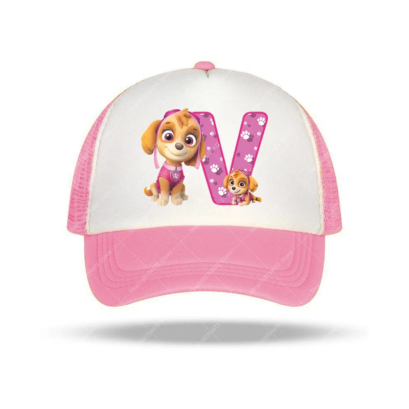 PAW Patrols Girl Cute Baseball Cap Skye A-Z English Letter Print Hat Summer Children Casual Accessories Kids Birthday Gifts 2025