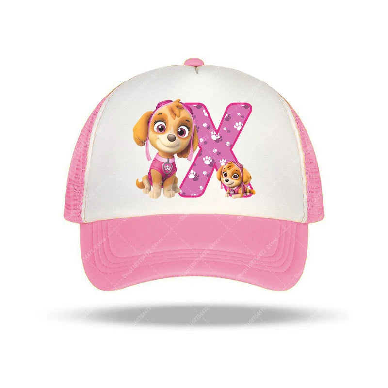 PAW Patrols Girl Cute Baseball Cap Skye A-Z English Letter Print Hat Summer Children Casual Accessories Kids Birthday Gifts 2025