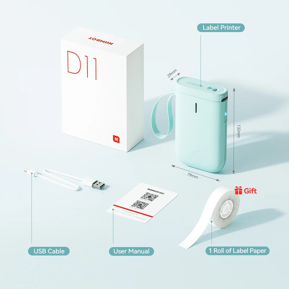 Niimbot D11 Mini Label Maker Wireless Bluetooth Thermal Label Printer Pocket Wireless Sticker Label Machine for Home Of