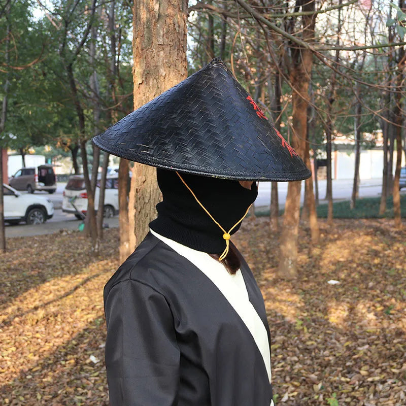 Anime Cosplay Ninja Hat Unisex Bamboo Weaving Rattan Hat Chinese Costumes Hat Samurai Cone Decortive Cap Halloween Party Decor