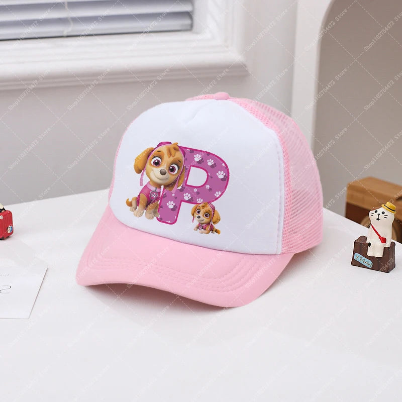 PAW Patrols Girl Cute Baseball Cap Skye A-Z English Letter Print Hat Summer Children Casual Accessories Kids Birthday Gifts 2025