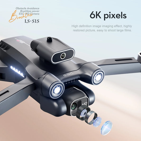 S1S Mini Drone with 4K HD Camera Brushless Optical Flow Intelligent Obstacle Avoidance Foldable RC Quadcopter Gift Small Dron